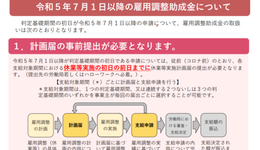 令和5年7月以降の雇用調整助成金は計画届の事前提出が必要となります